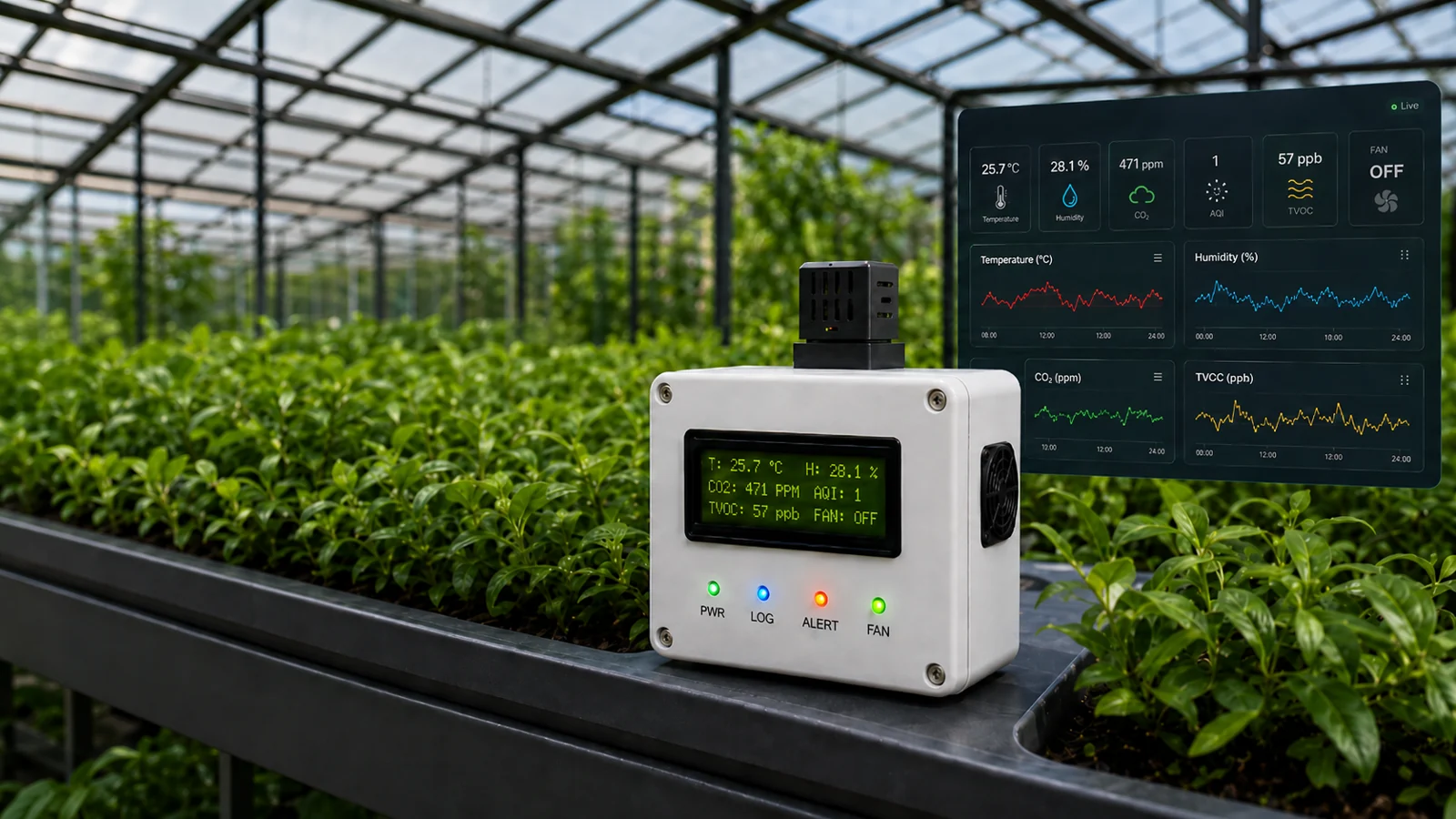 Concept visual of the greenhouse monitoring system